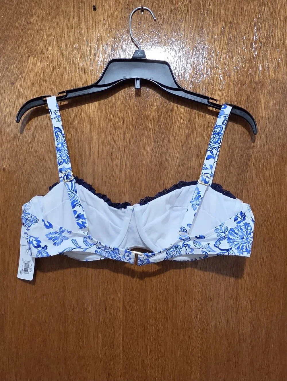 Freshwater Blue Floral Underwire Bikini Top, Size XL, NWT